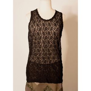 Comme des Garçons black stretch lace tank